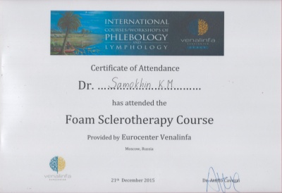 Certificate "Foam Sclerotherapy Course"